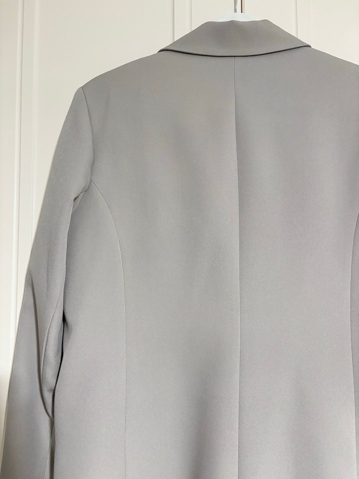 Düğmeli Gri Kadın Blazer Ceket - Görsel 5