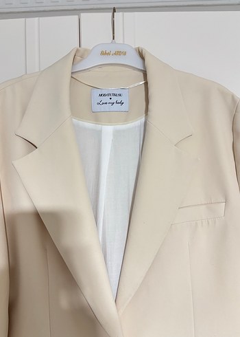 Bej Düğmeli Kadın Blazer Ceket - Görsel 4