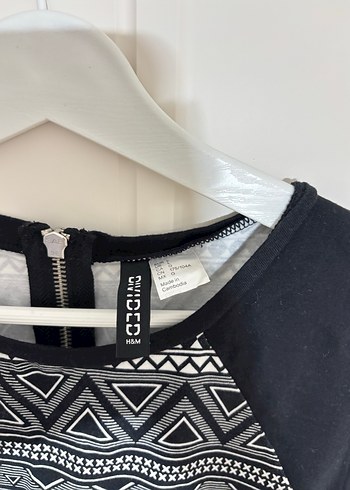 Desenli Siyah Örme Mini Elbise - Görsel 2