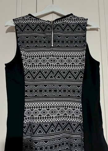 Desenli Siyah Örme Mini Elbise - Görsel 4