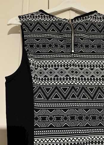 Desenli Siyah Örme Mini Elbise - Görsel 5