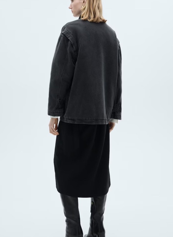 Fitilli kadife yaka oversize cepli mont - Görsel 2