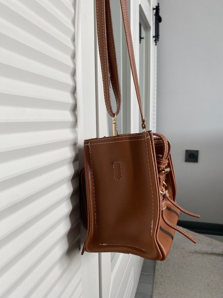 Tokalı Kahverengi Deri Kadın Çanta - Görsel 3