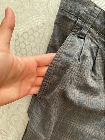 erkek pantolon ekoseli keten - Görsel 3