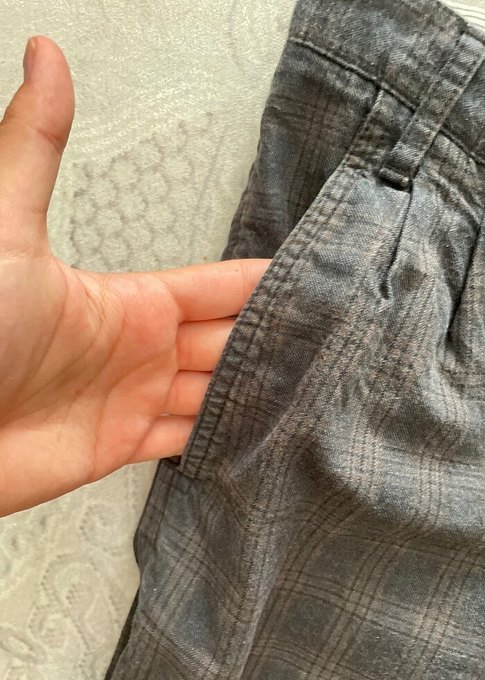 erkek pantolon ekoseli keten - Görsel 3