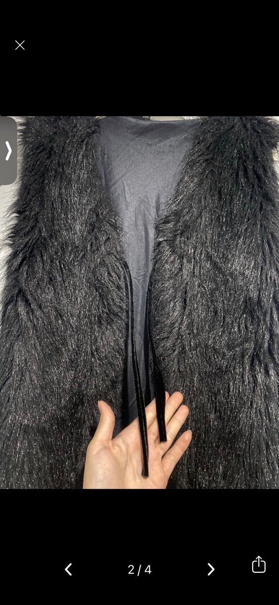 Siyah Kürk Detaylı Midi Kadın Yelek - Görsel 2