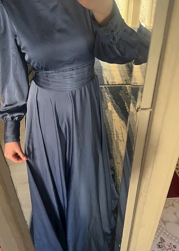 Uzun Kollu Vintage Bohem Kadın Abiye Elbise - Görsel 3