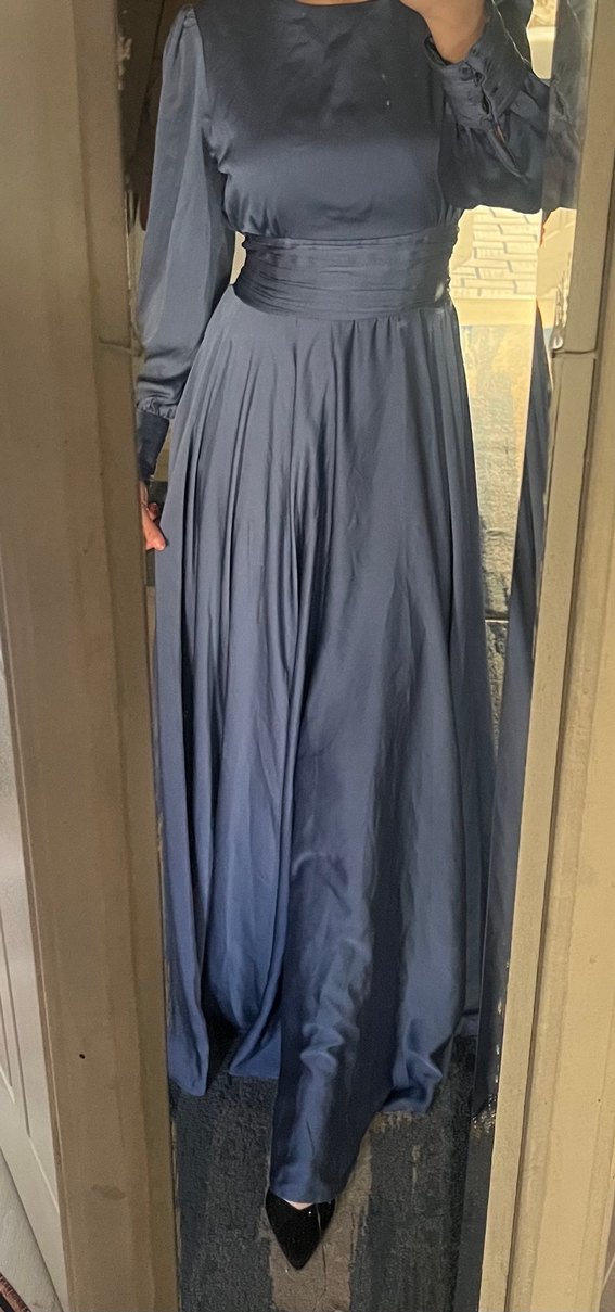 Uzun Kollu Vintage Bohem Kadın Abiye Elbise - Görsel 2