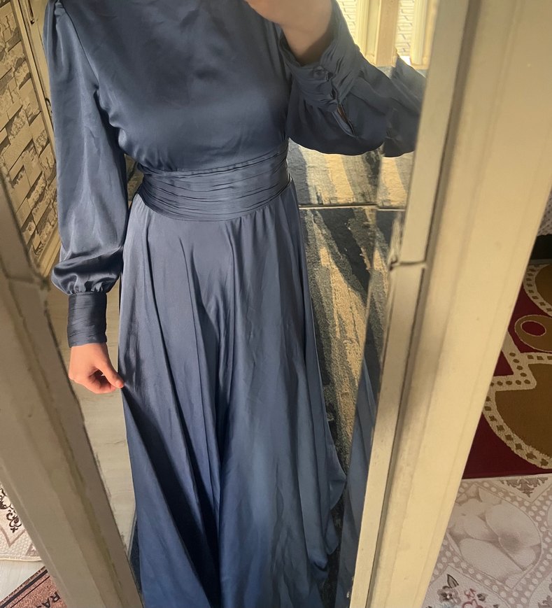 Uzun Kollu Vintage Bohem Kadın Abiye Elbise - Görsel 3