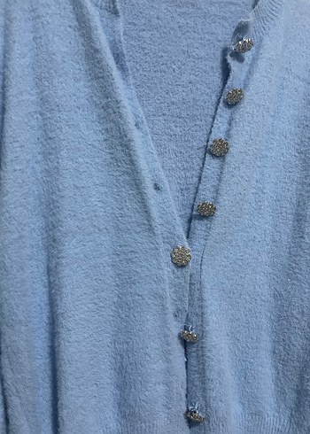 Mavi Düğmeli Kadın Hırka - Görsel 2
