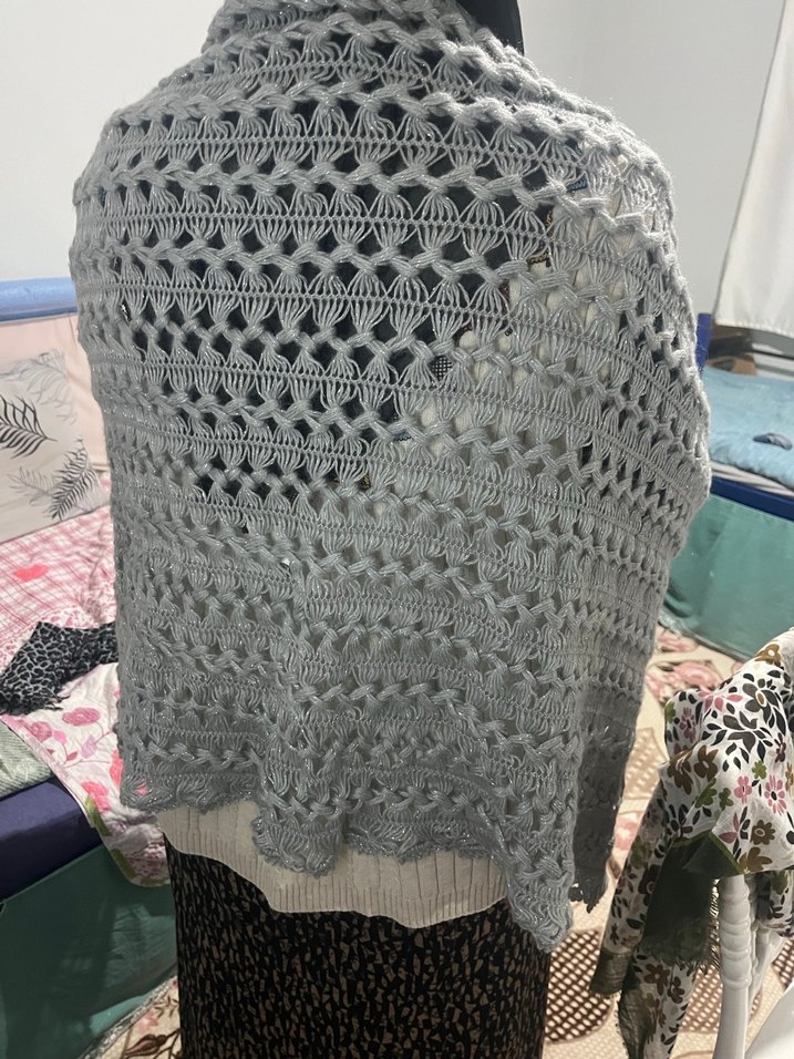 Gri Örgü Kadın Şal - Görsel 2