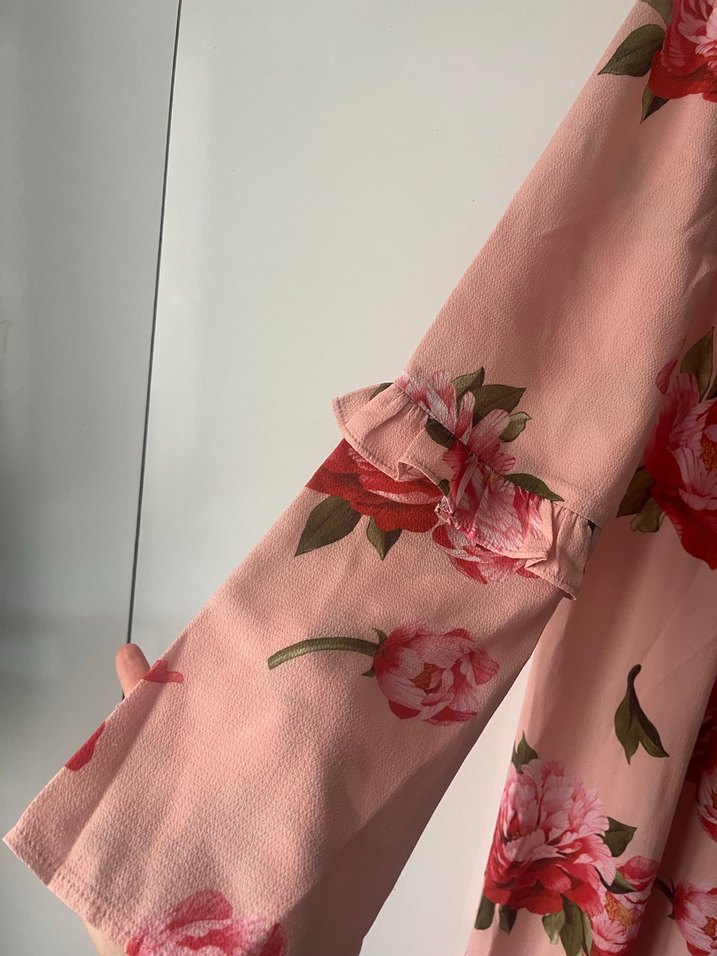 Pembe Çiçekli Uzun Bohem Elbise - Görsel 3