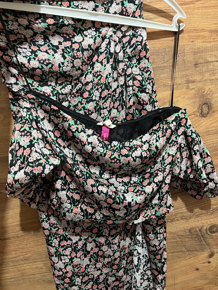 Çiçek Desenli Mini Straplez Tulum - Görsel 2