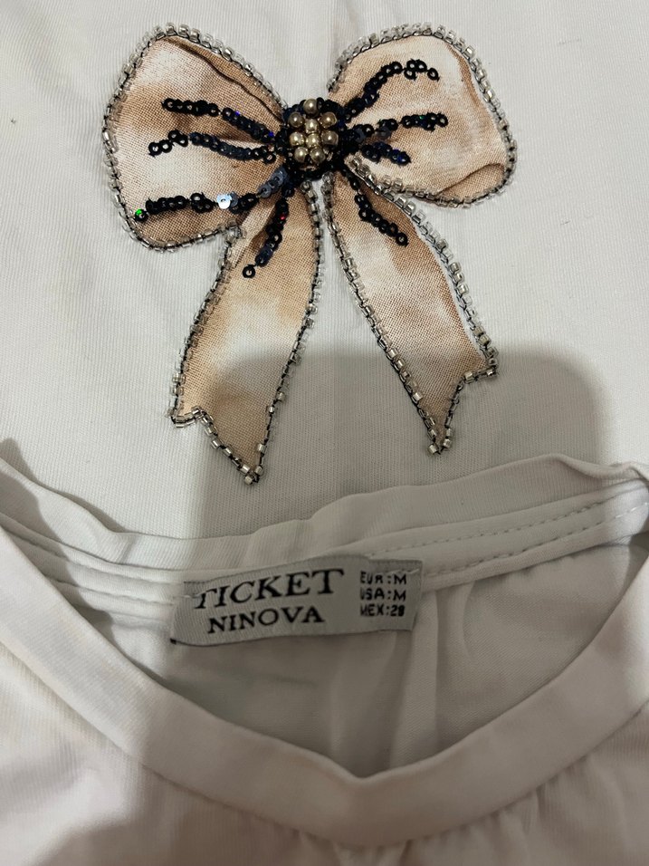 Kız Çocuk Beyaz Pamuklu Kısa Kollu Tişört - Görsel 2