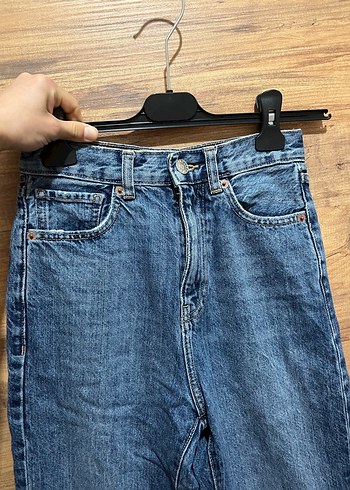 Kadın Mavi Bol Kesim Midi Kot Pantolon - Görsel 2