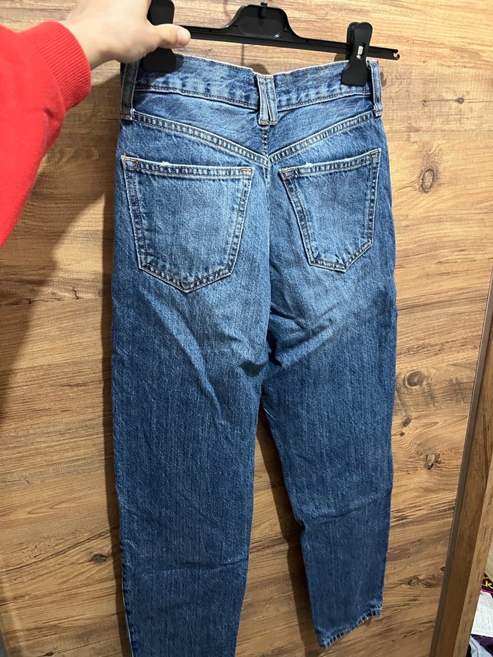 Kadın Mavi Bol Kesim Midi Kot Pantolon - Görsel 4