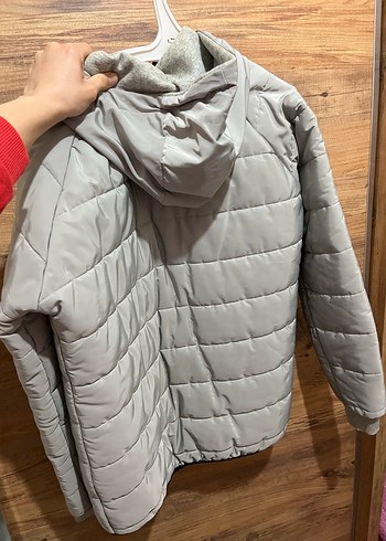 Gri Kapüşonlu Fermuarlı Erkek Kış Montu - Görsel 4