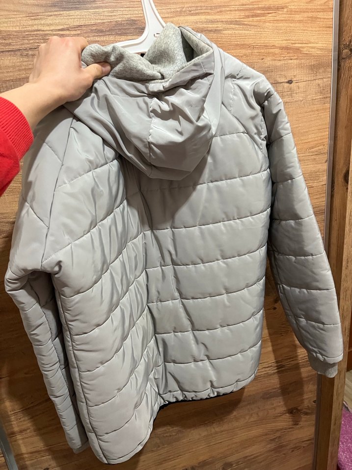 Gri Kapüşonlu Fermuarlı Erkek Kış Montu - Görsel 4