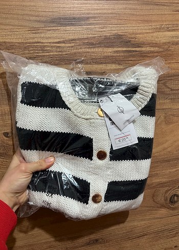 Kapüşonlu Zebra Desenli Kadın Örgü Kazak - Görsel 2