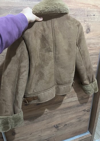 Kürk Detaylı Süet Kadın Kısa Ceket - Görsel 4