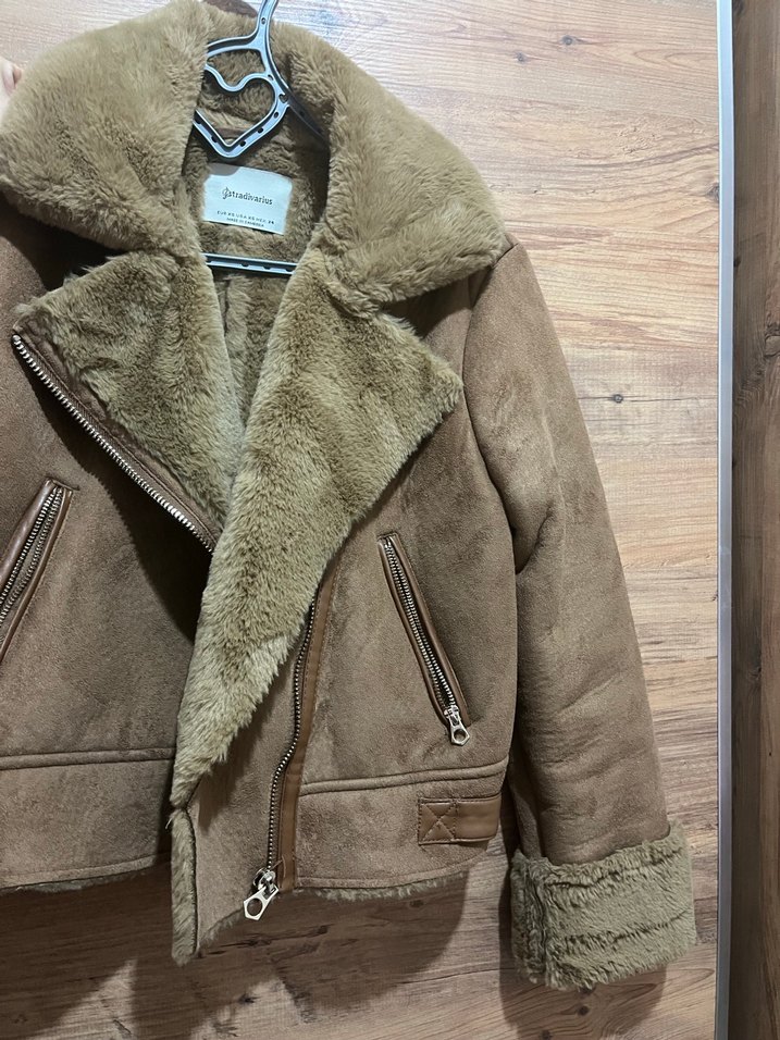 Kürk Detaylı Süet Kadın Kısa Ceket - Görsel 2