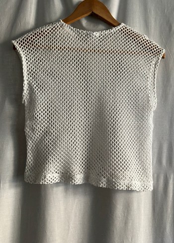 Beyaz Örgü Bohem Crop Top - Görsel 2