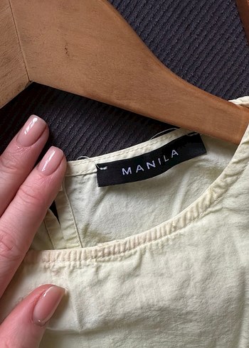 Balon Kollu Sarı-Yeşil Kısa Poplin Elbise - Görsel 3