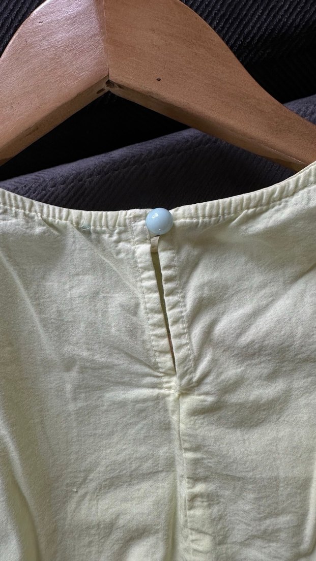 Balon Kollu Sarı-Yeşil Kısa Poplin Elbise - Görsel 4