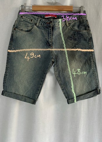 Gri Mavi Kadın Denim Şort - Görsel 5