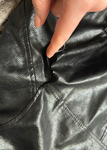 Kadın Siyah Kemerli Deri Ceket - Görsel 6