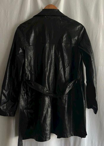 Kadın Siyah Kemerli Deri Ceket - Görsel 2