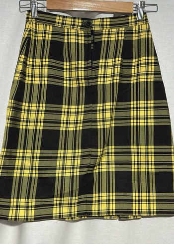 Sarı Ekose Pileli Etek - Görsel 2