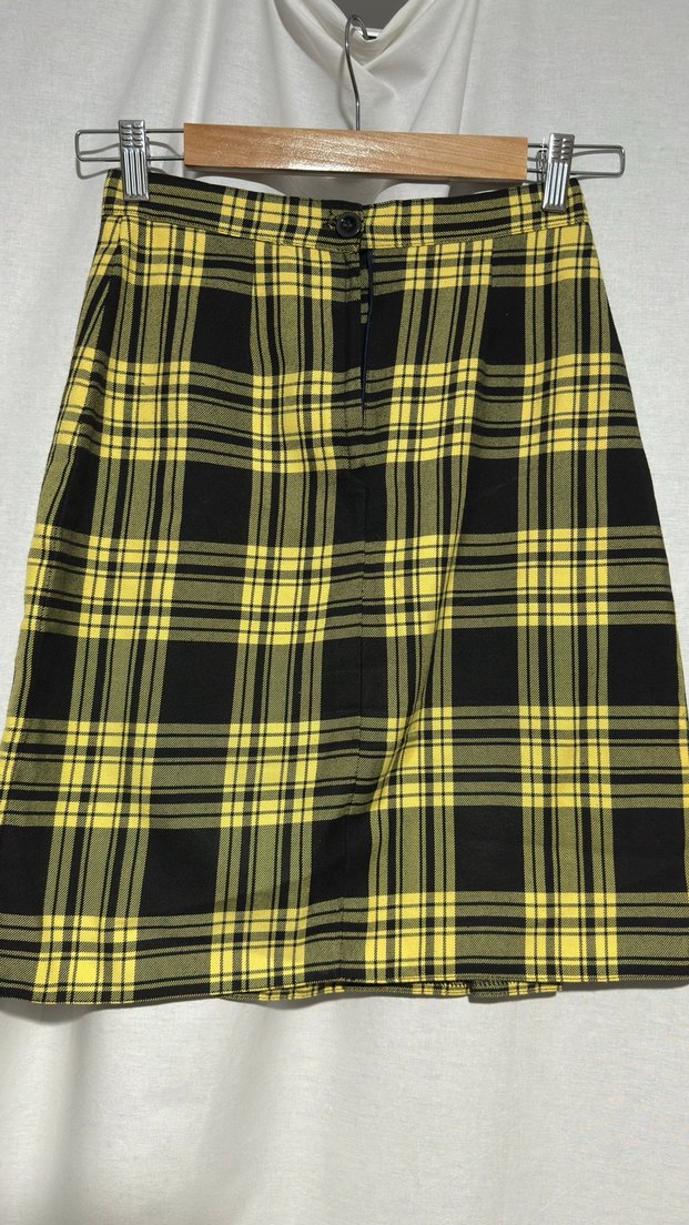 Sarı Ekose Pileli Etek - Görsel 2