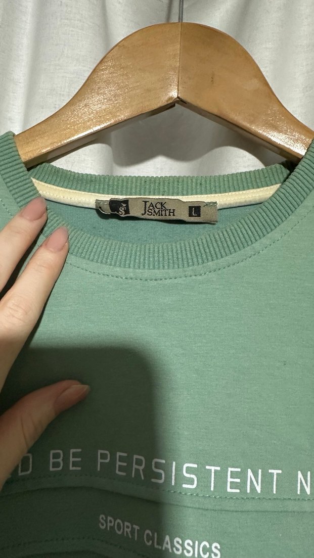 Pastel Yeşil Erkek Sweatshirt, Oversize Kesim - Görsel 3