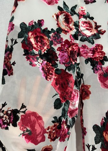 Çiçek Desenli Yarı Transparan Kadın Pantolon - Görsel 7