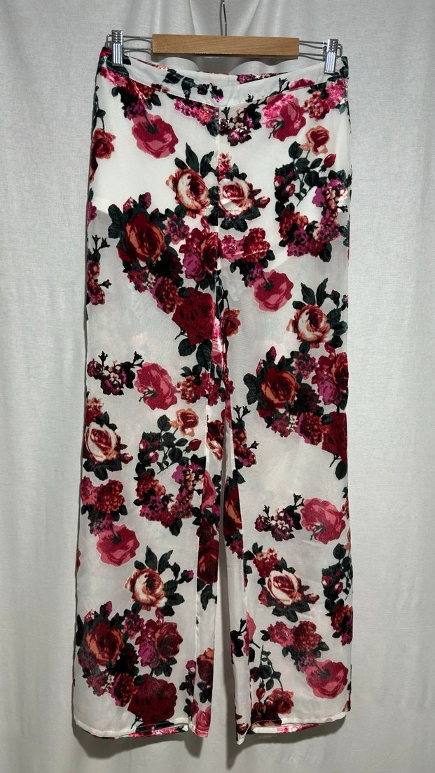 Çiçek Desenli Yarı Transparan Kadın Pantolon - Görsel 2