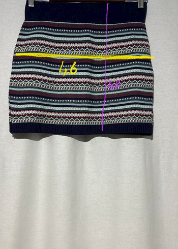 Nakışlı Bohem Kadın Triko Mini Etek - Görsel 4