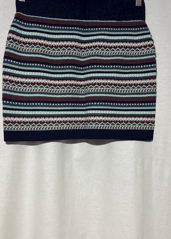 Nakışlı Bohem Kadın Triko Mini Etek - Görsel 2