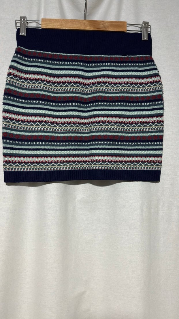 Nakışlı Bohem Kadın Triko Mini Etek - Görsel 2