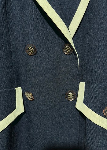 Düğmeli Lacivert Kısa Kollu Blazer - Görsel 4