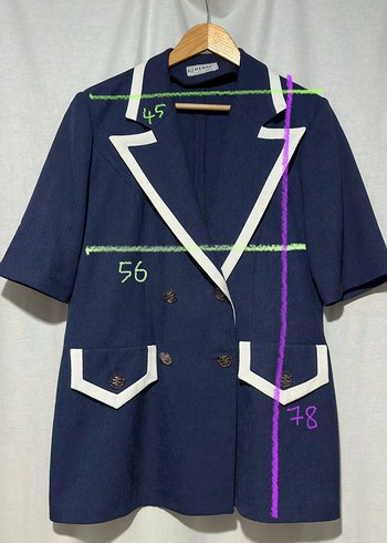 Düğmeli Lacivert Kısa Kollu Blazer - Görsel 6