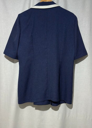 Düğmeli Lacivert Kısa Kollu Blazer - Görsel 2