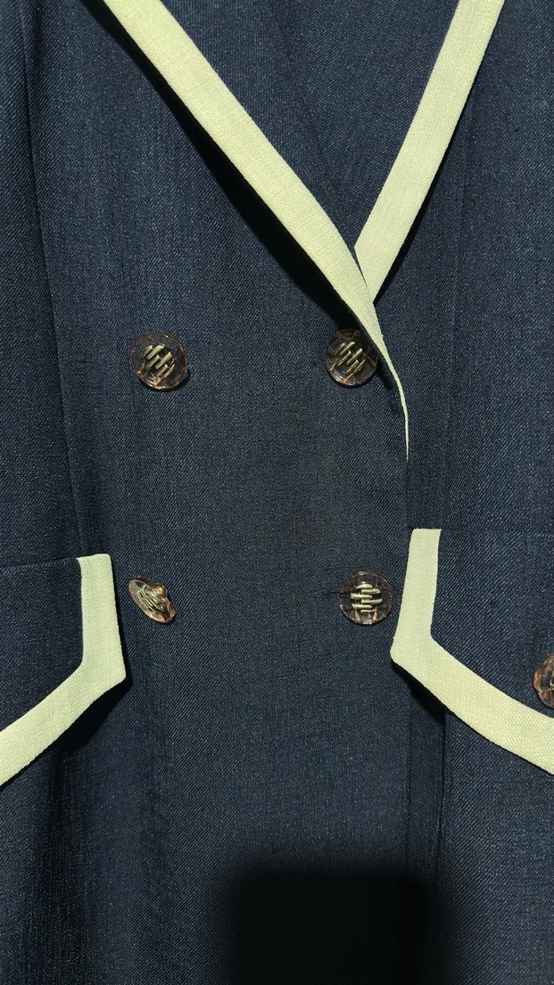 Düğmeli Lacivert Kısa Kollu Blazer - Görsel 4