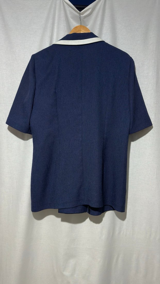 Düğmeli Lacivert Kısa Kollu Blazer - Görsel 2