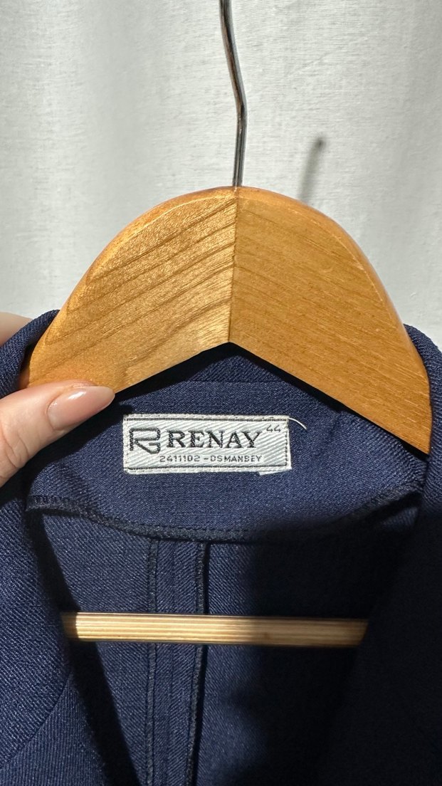 Düğmeli Lacivert Kısa Kollu Blazer - Görsel 3