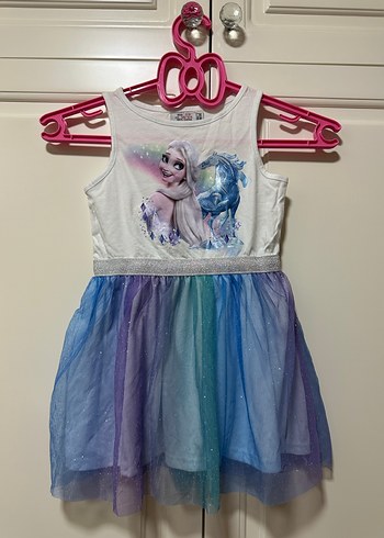 Kız Çocuk Çok Renkli Elsa Temalı Elbise