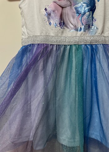5 Yaş Beden Kız Çocuk Çok Renkli Elsa Temalı Elbise