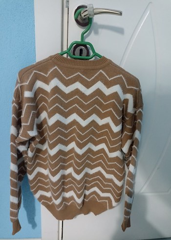 Kadın Kahverengi Örgü Uzun Kollu Kazak - Görsel 2