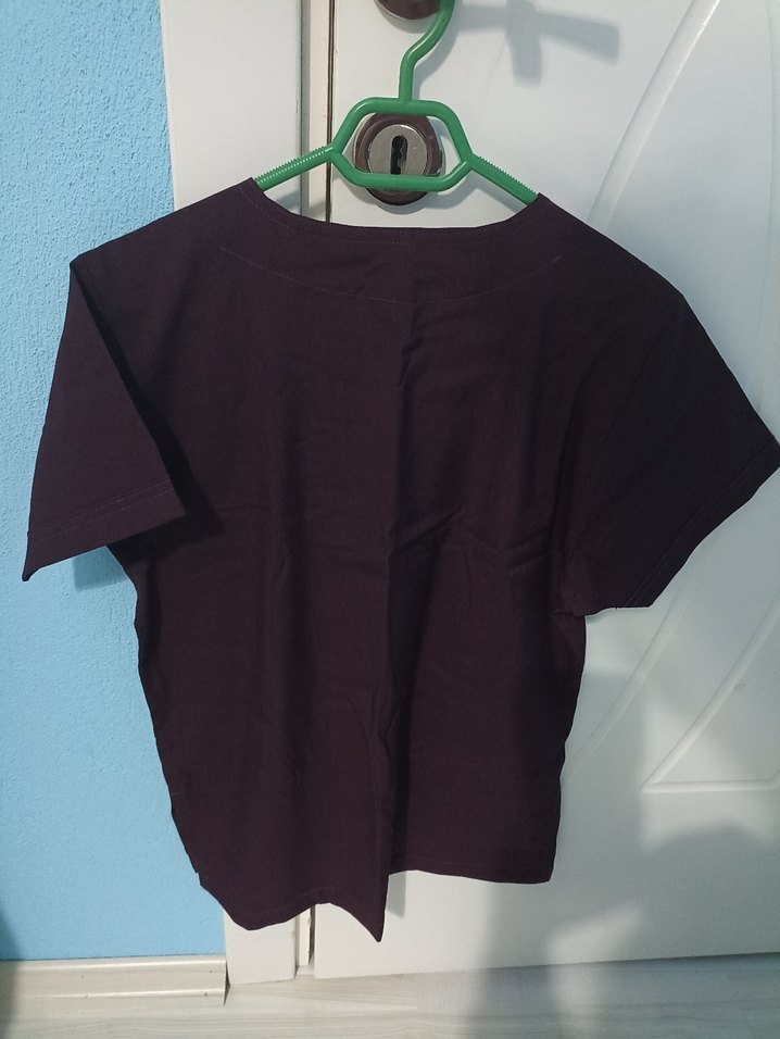 Bordo Kadın Kısa Kollu Basic Tişört - Görsel 2