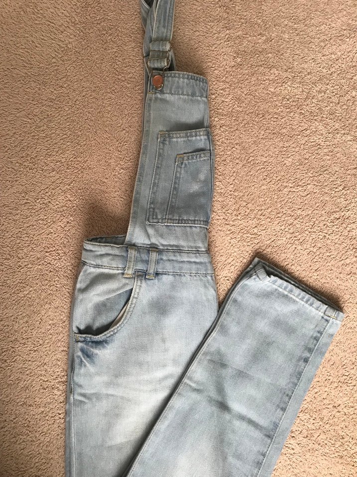 Kızlar için Mavi Denim Askılı Tulum - Görsel 2